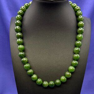 Nephrite Jade 12mm Beaded Necklace